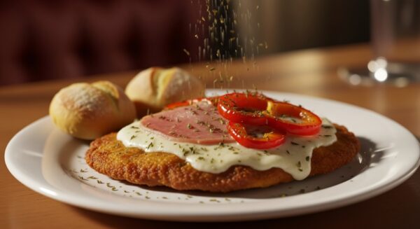 MILANESA DE POLLO+JAMON+MOZZA +MORRON + PAN - CALIENTE